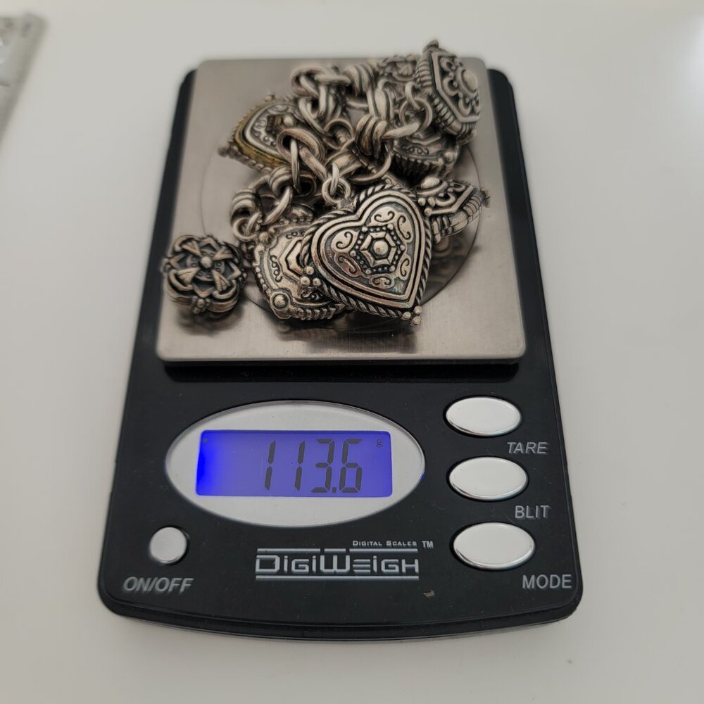 Heavy, Solid, Etruscan Sterling Charm Bracelet - image 3